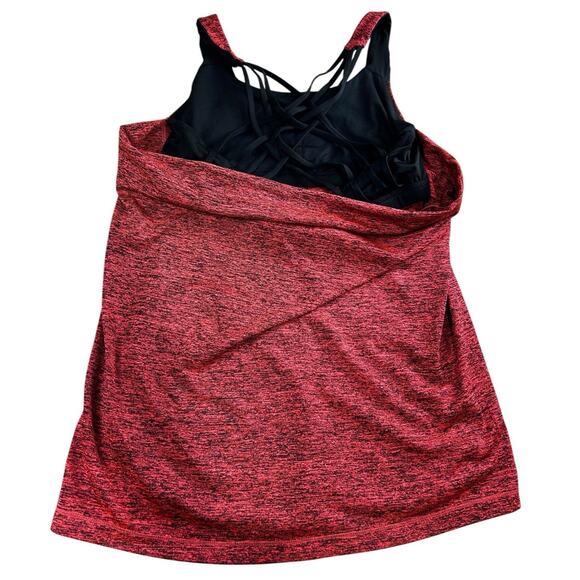 Athletic Top With Built In Bra Sz XL Heathered Strappy Back Layered Shirt Gym - Picture 8 of 9